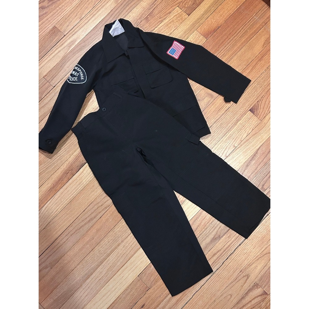 Youth Small SWAT Police Halloween Costume‎ Black Pants Jacket Dress Up